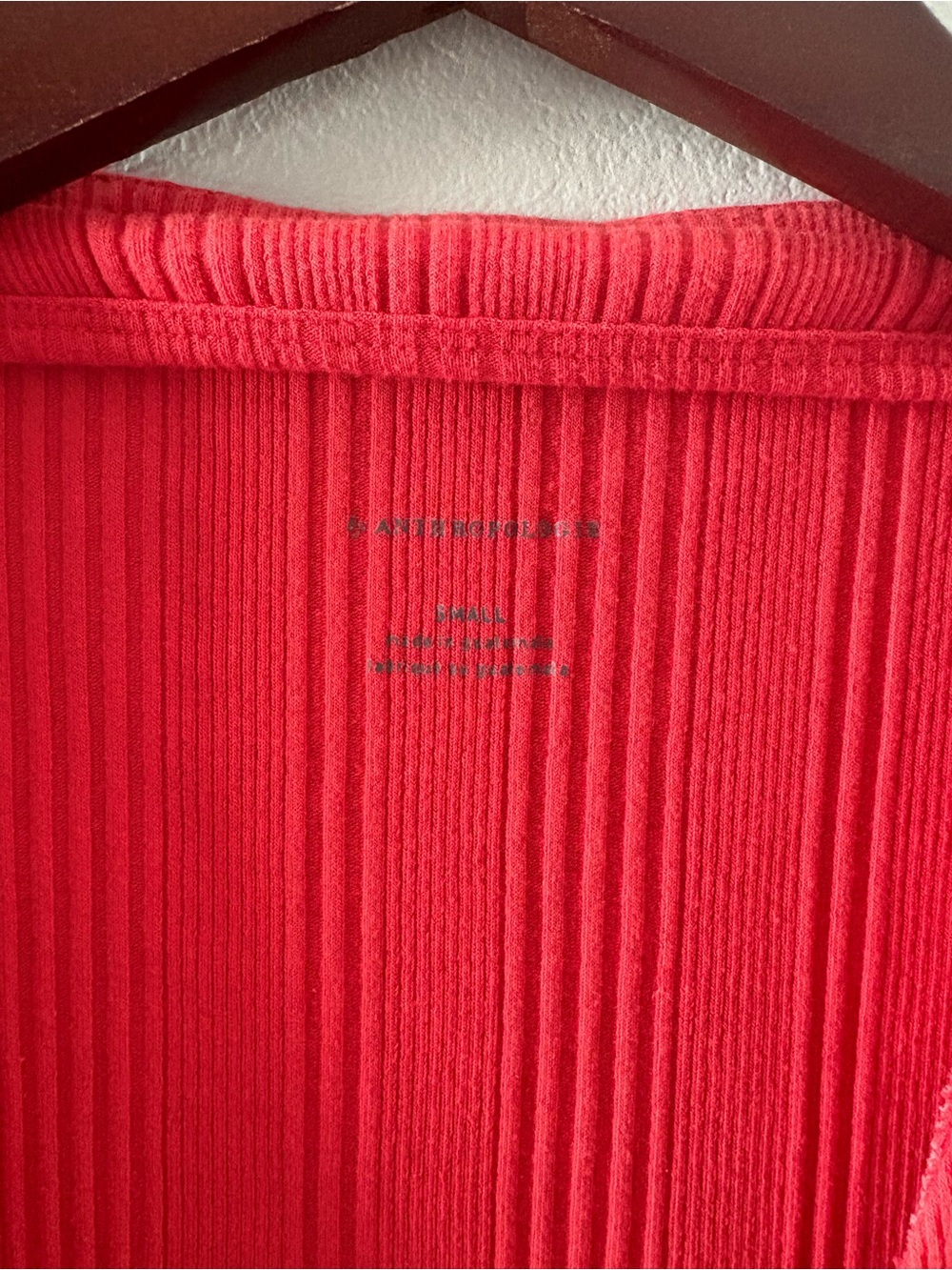 Anthropology V-Neck Button-Front Ribbed Top - Red - Picture 4 of 4